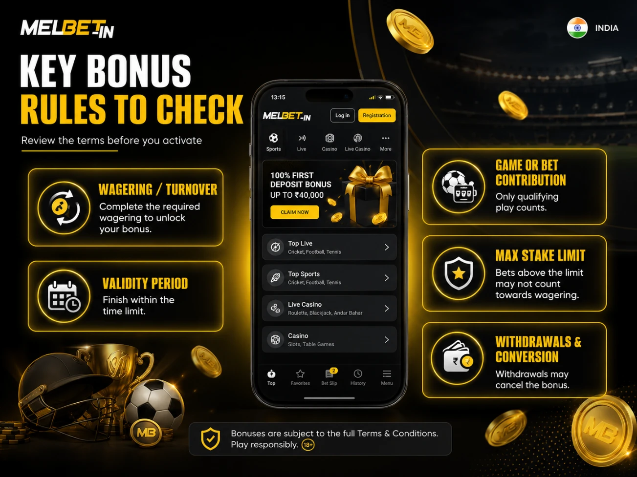 Melbet key bonus rules to check